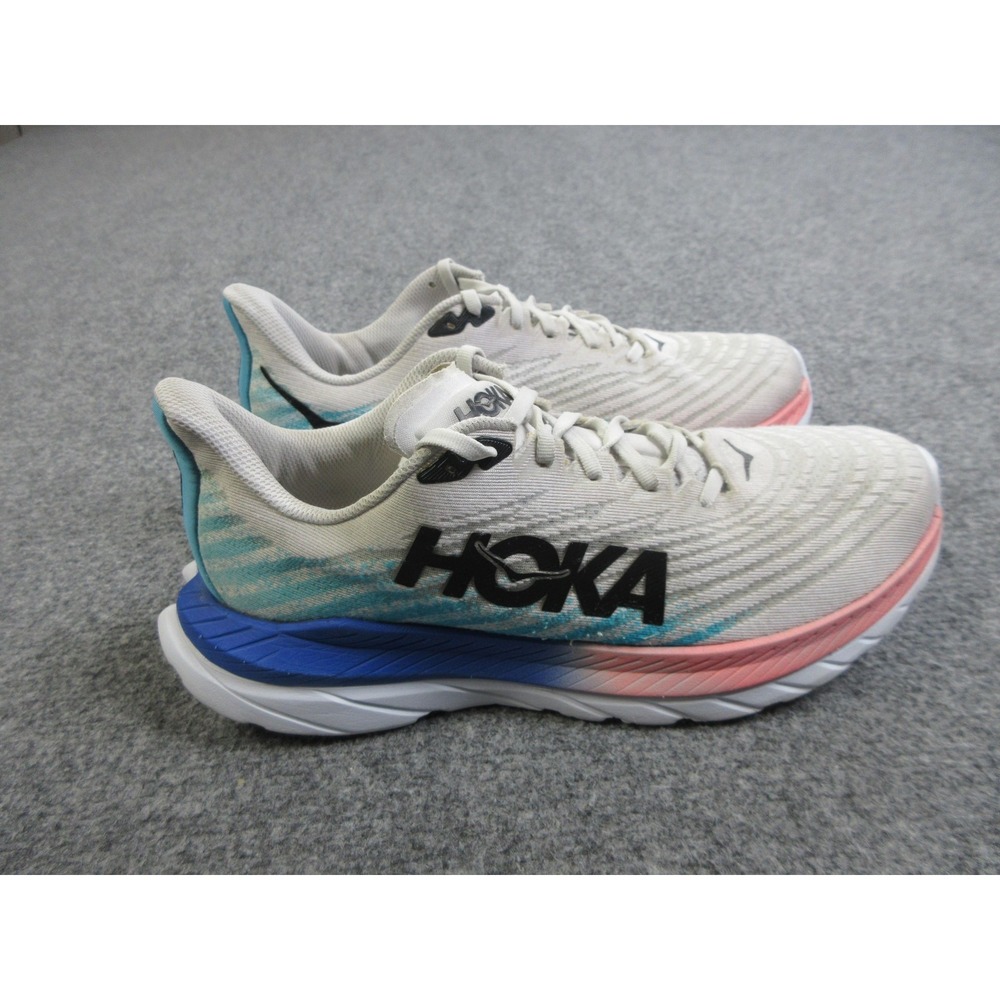 Hoka One One Mach 5 Shoes Womens Size 10.5 White Blue Pink Running Sneakers